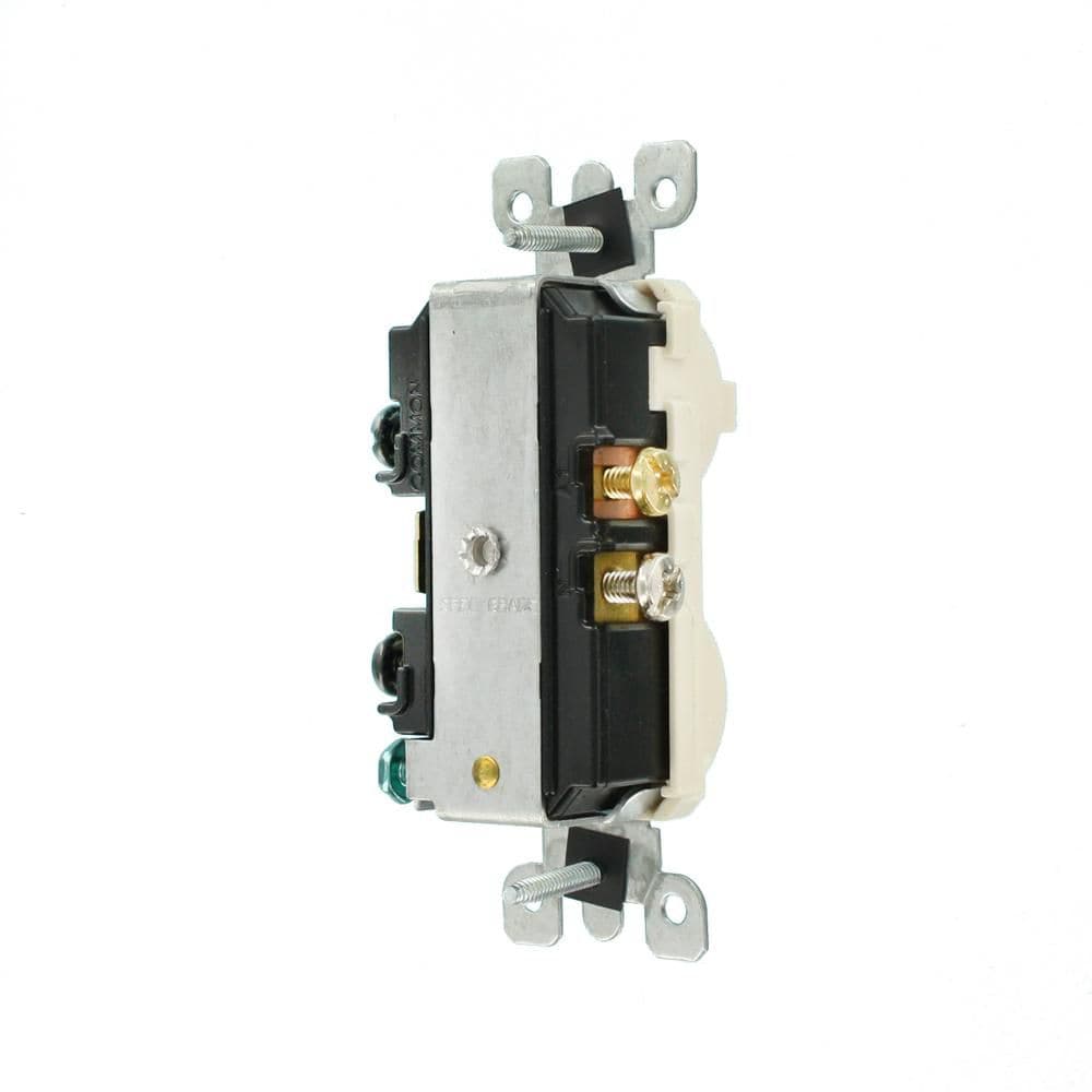 16 Amp Commercial Grade Combination Single Pole Toggle Switch and Receptacle in Light Almond