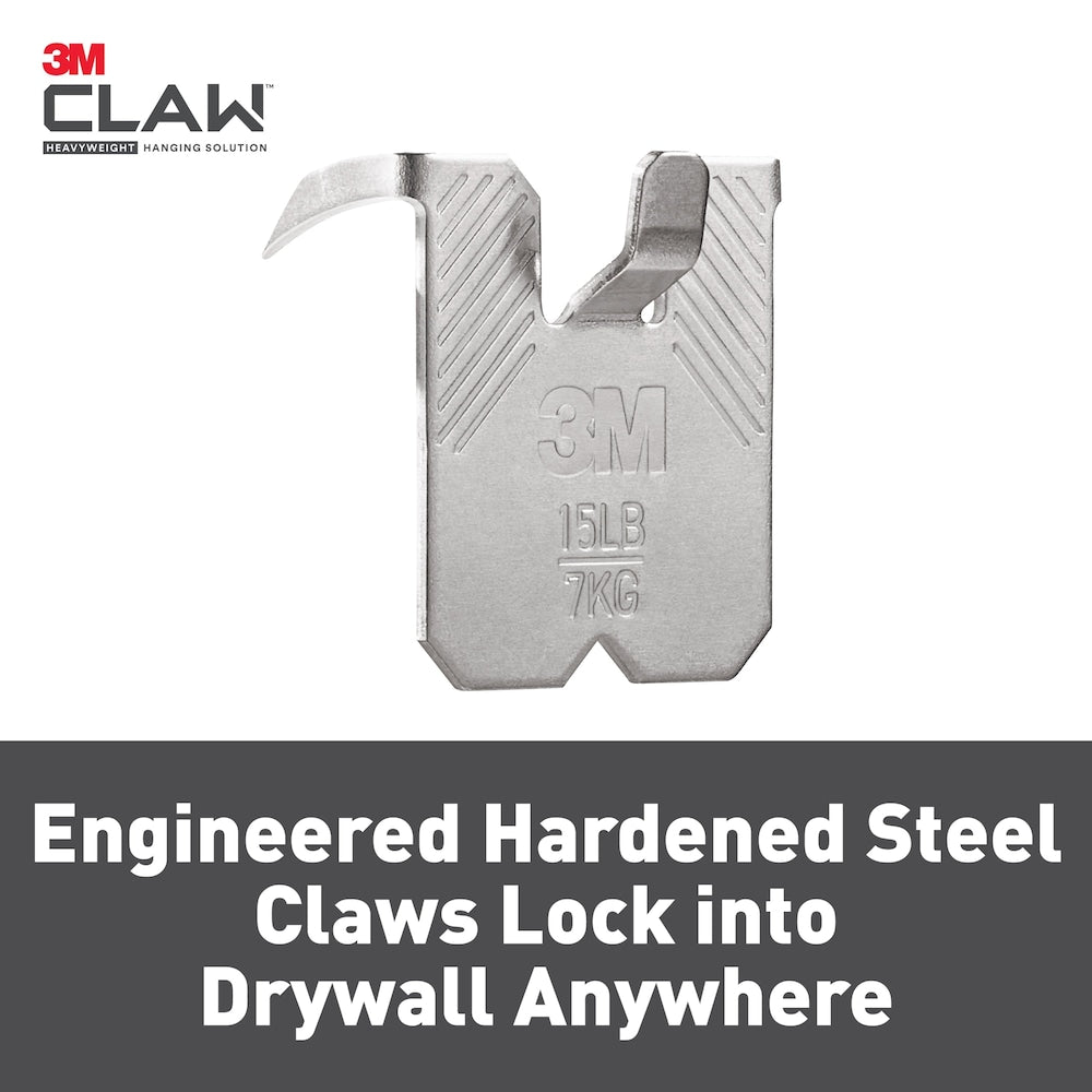 3M CLAW Drywall Picture Hanger with Temporary Spot Marker, Holds 15 lbs, 1 Hanger 1 Marker/Pack