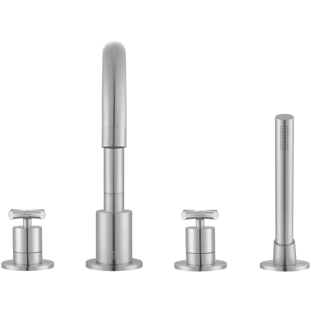 Ava 2-Handle Roman Tub Bathroom Faucet with Shower Hand in Brushed Nickel