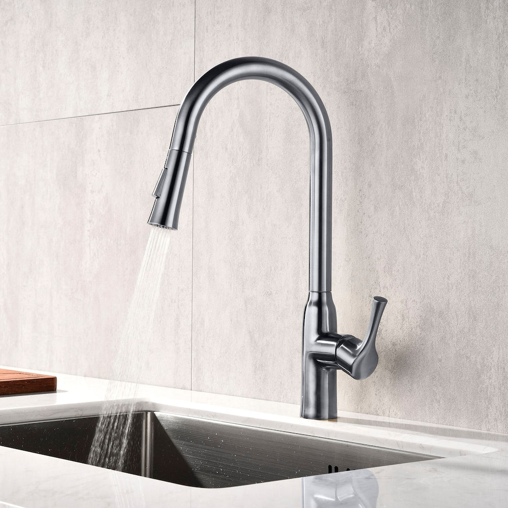 Robinet d'évier de cuisine Parker en nickel brossé