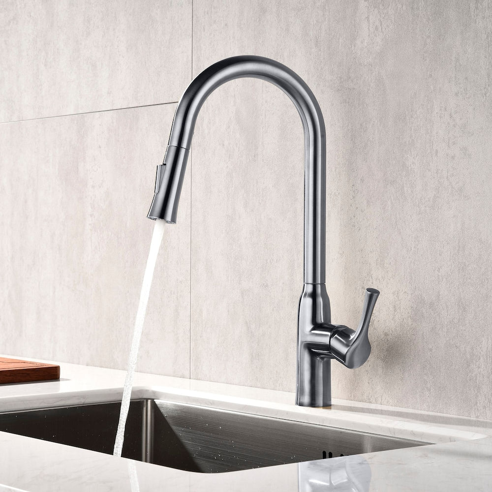Robinet d'évier de cuisine Parker en nickel brossé