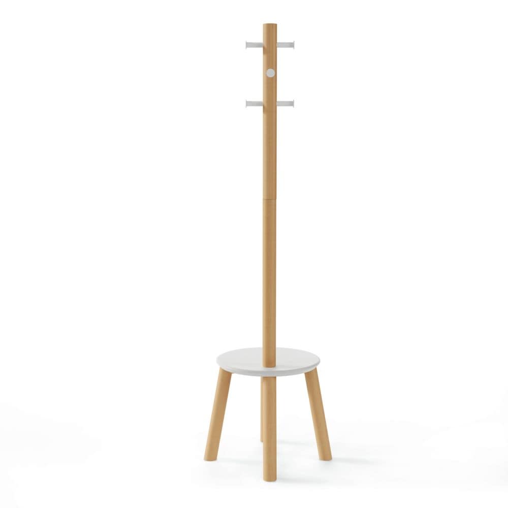 Pillar Stool And Coatrack White