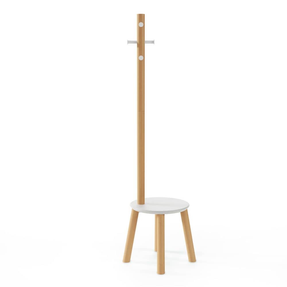 Pillar Stool And Coatrack White