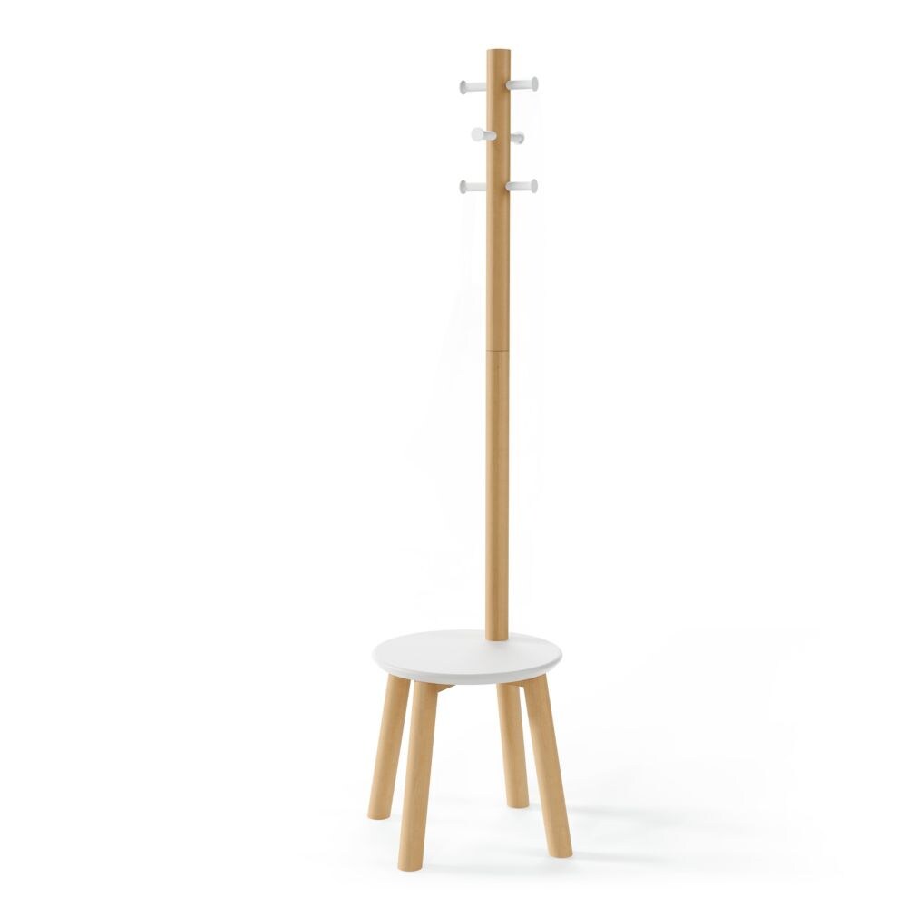 Pillar Stool And Coatrack White