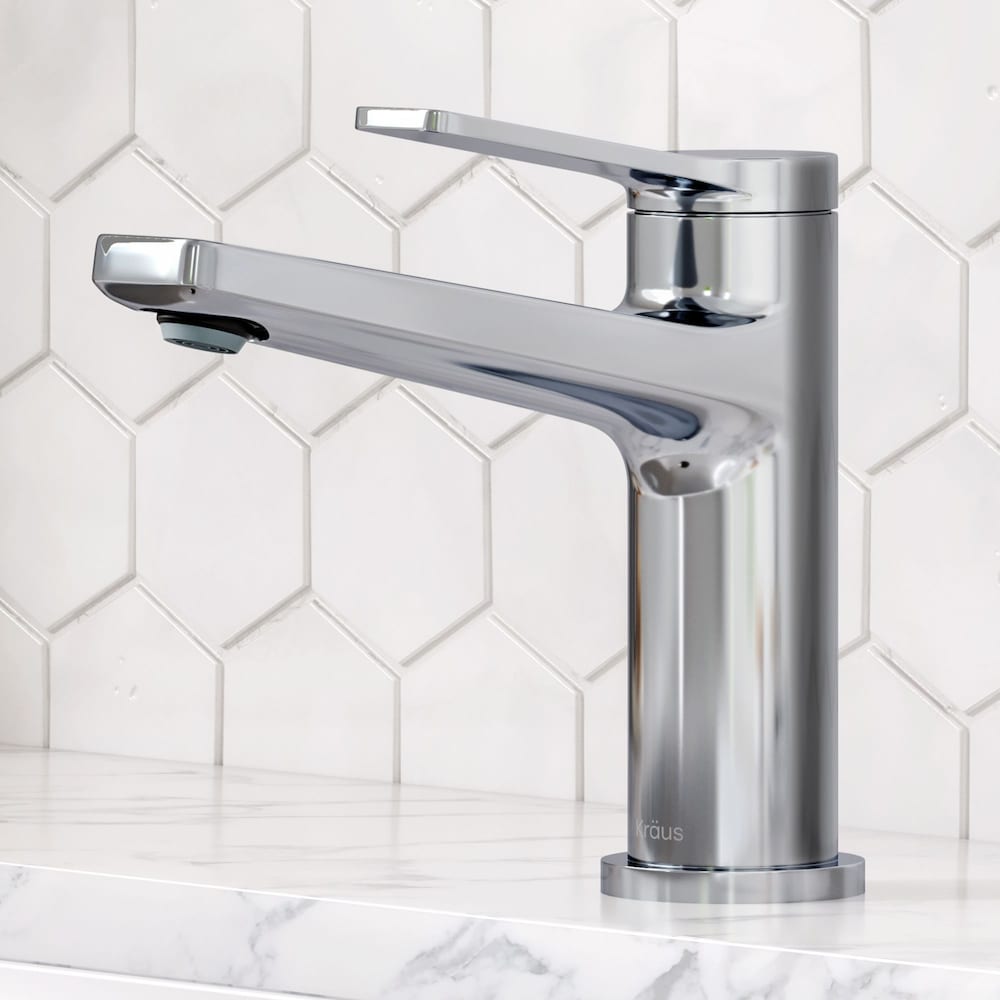 Single Handle Basin Faucet with Paper Holder, Robe Hook, Towel Bar and Ring in Chrome