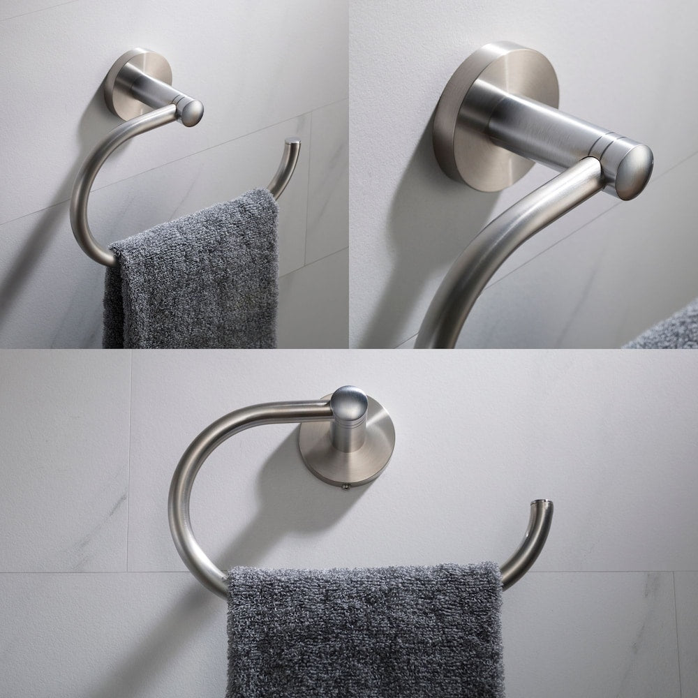 Single Handle Basin Faucet in Stainless Steel with Paper Holder, Hook, Towel Bar and Ring