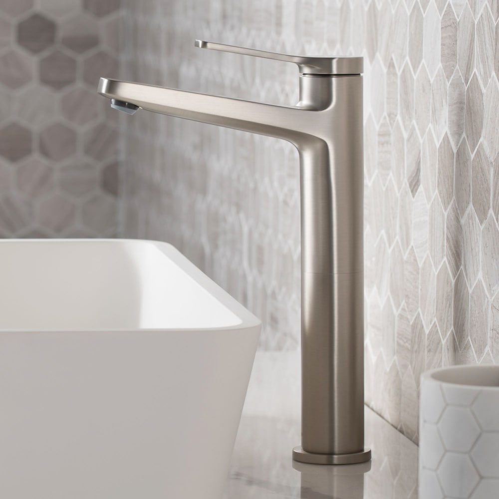 Single Handle Vessel Faucet in Stainless Steel with Paper Holder, Hook, Towel Bar and Ring