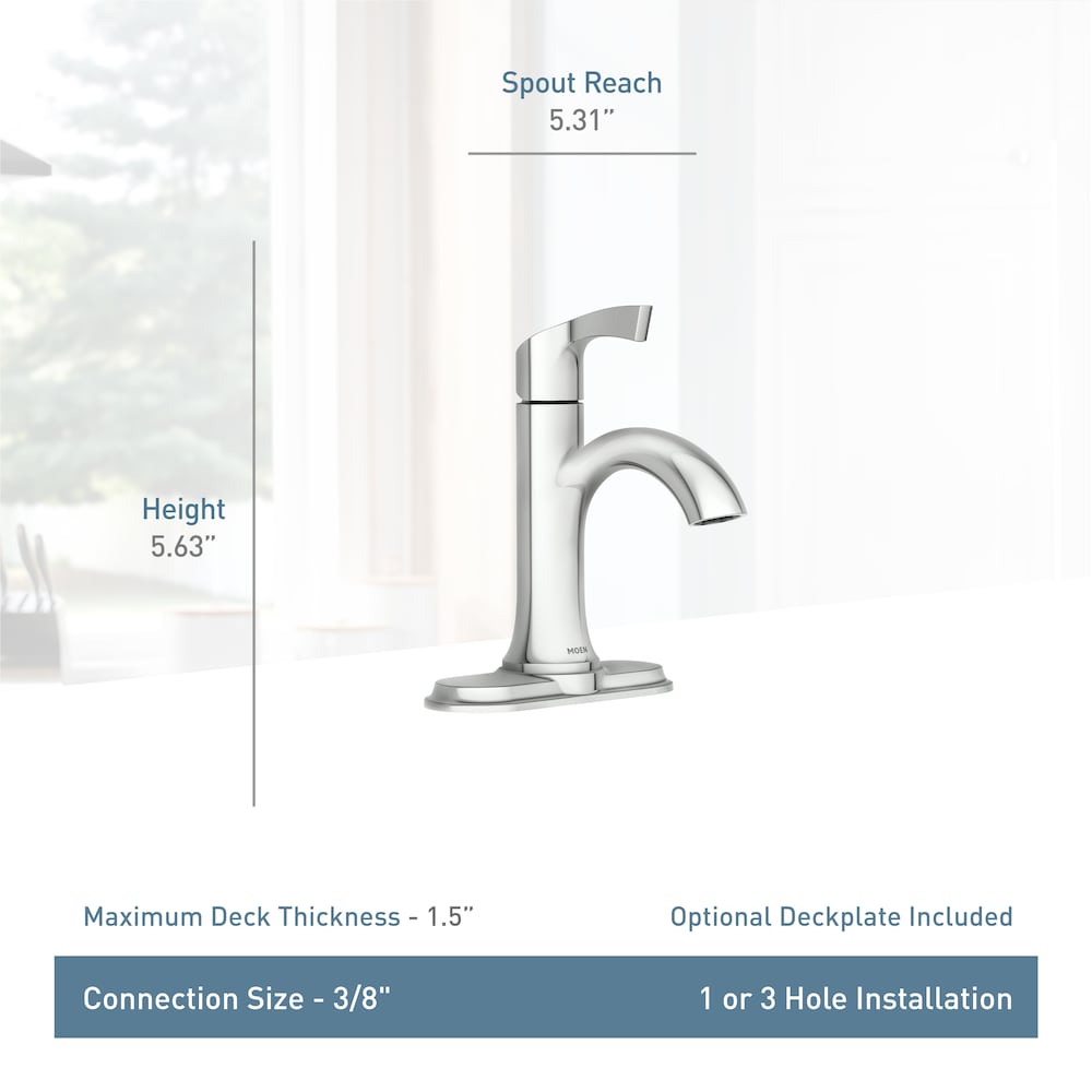 Korek Single Handle 4-inch Centerset/Single Hole Bathroom Sink Faucet/Tap with Deck Plate in Chrome (Drain and Valve Included)