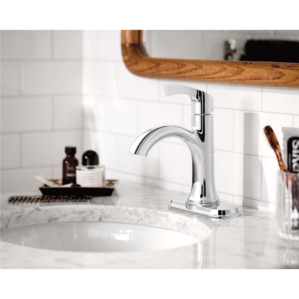 Korek Single Handle 4-inch Centerset/Single Hole Bathroom Sink Faucet/Tap with Deck Plate in Chrome (Drain and Valve Included)