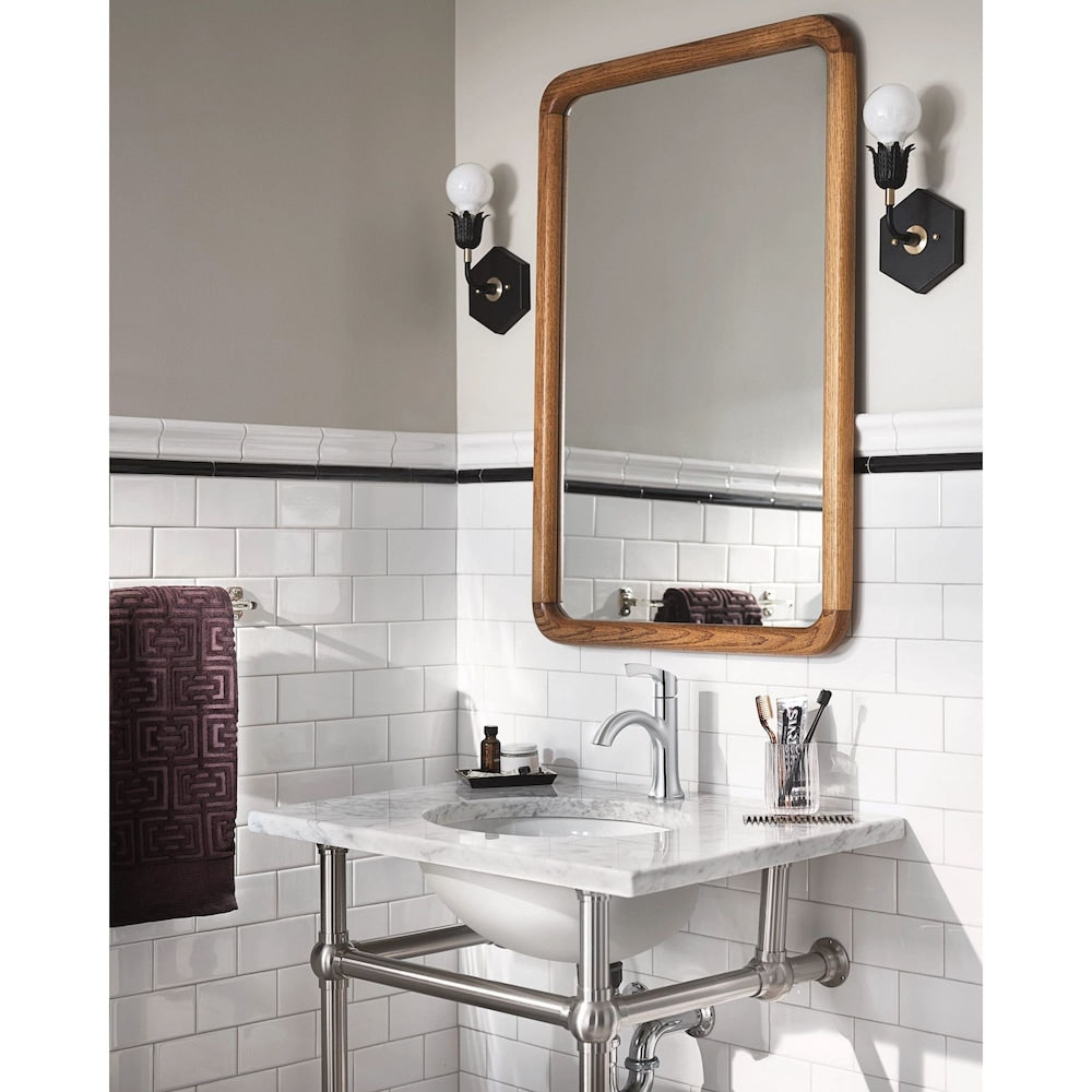 Korek Single Handle 4-inch Centerset/Single Hole Bathroom Sink Faucet/Tap with Deck Plate in Chrome (Drain and Valve Included)