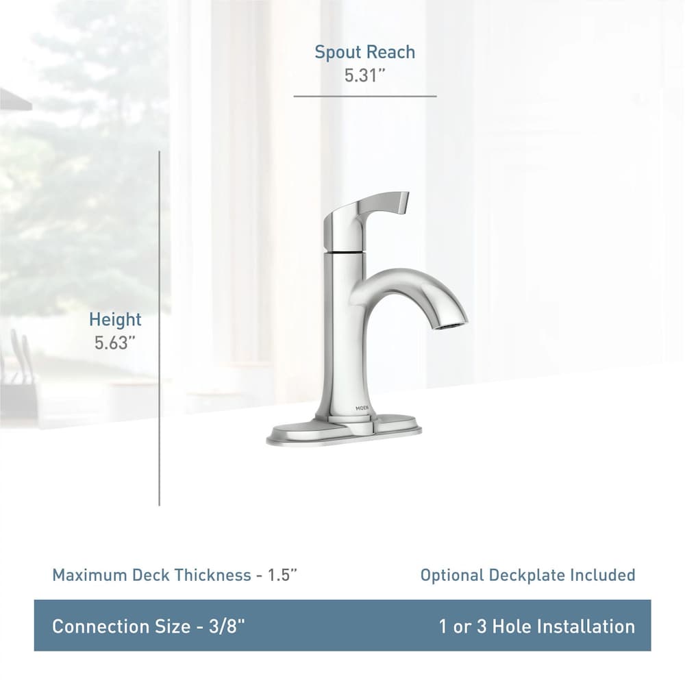Korek Single Handle 4-inch Centerset/Single Hole Bathroom Sink Faucet/Tap with Deck Plate in Chrome (Drain and Valve Included)