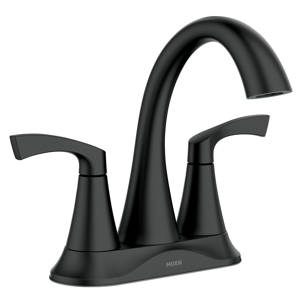 Korek 2 Handle 4-Inch Centerset Bathroom Sink Faucet/Tap in Matte Black (Drain and Valve Included)