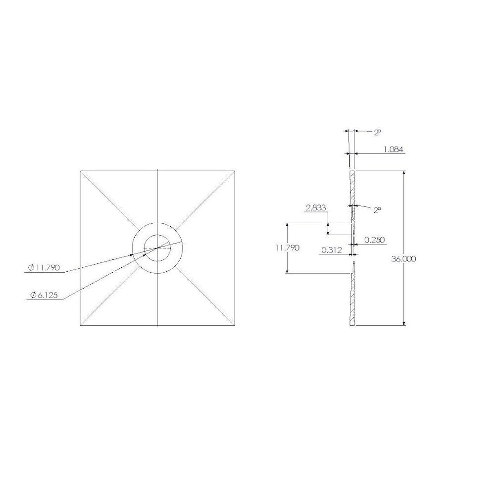 36-inch x 36-inch Square Shower Kit with Centre ABS Drain in Bright Clear (Chrome)