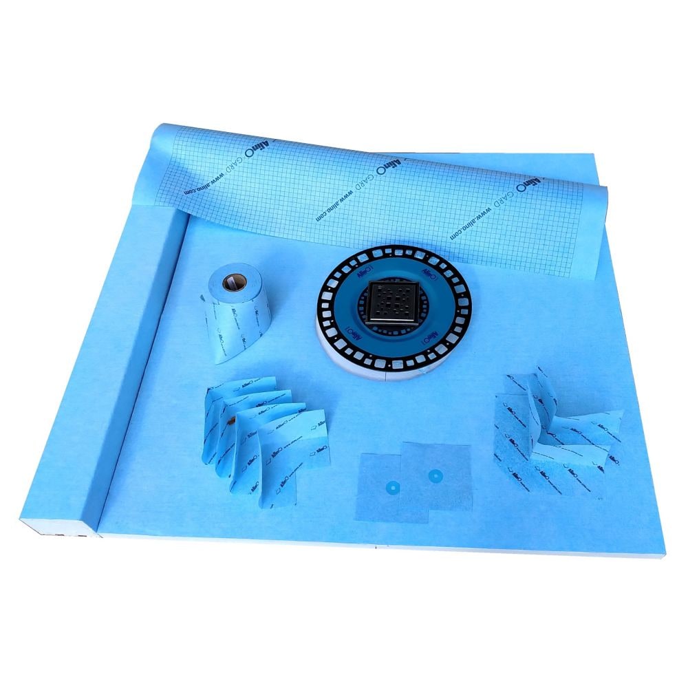 36-inch x 36-inch Square Shower Kit with Centre ABS Drain in Bright Clear (Chrome)