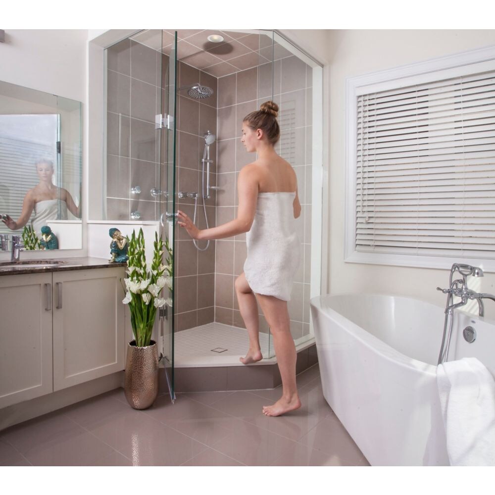 36-inch x 60-inch Rectangular Shower Kit with Centre ABS Drain in Bright Clear (Chrome)