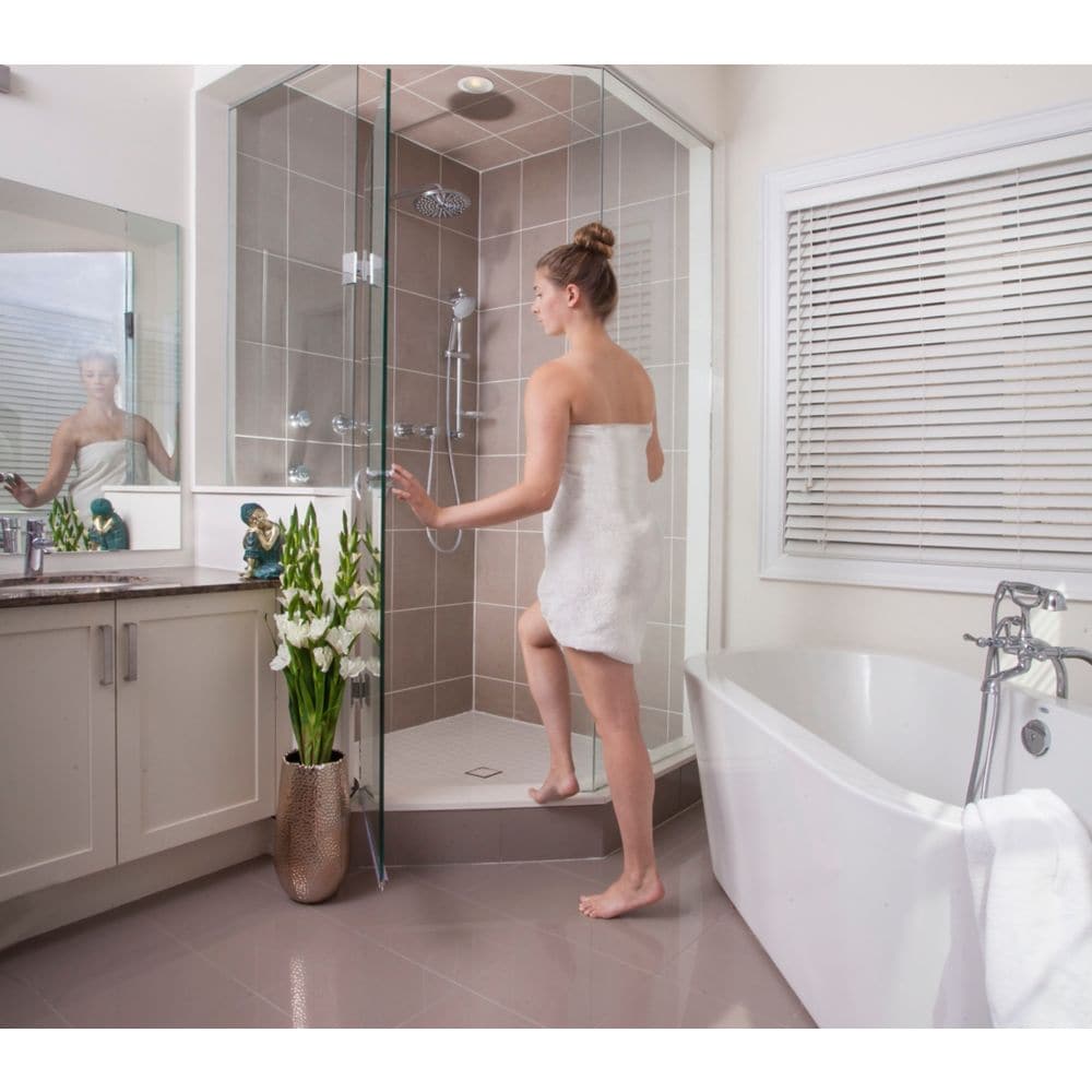 36-inch x 68-inch Rectangular Shower Kit with Off-Centre ABS Drain in Bright Clear (Chrome)