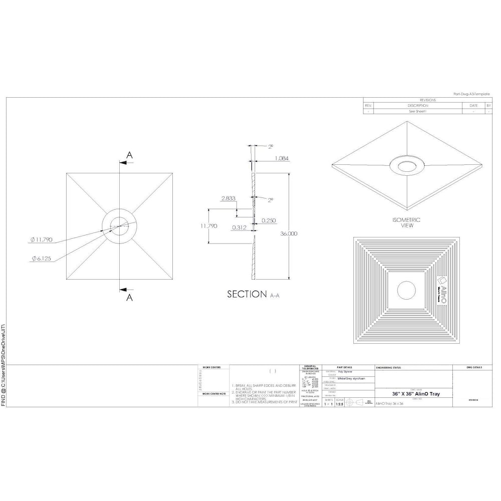 36-inch x 36-inch Square Shower Kit with Centre ABS Drain in Black