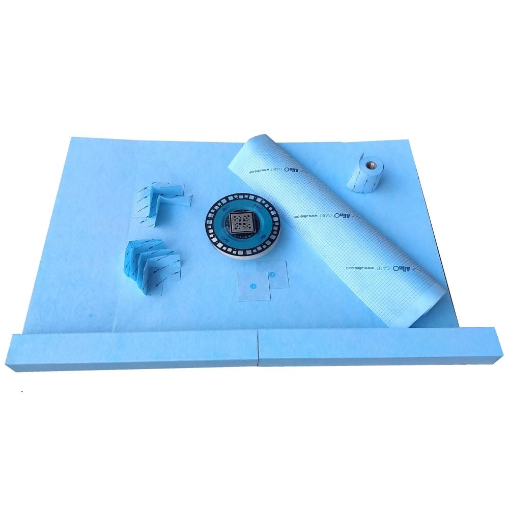 36-inch x 60-inch Rectangular Shower Kit with Centre ABS Drain in Black