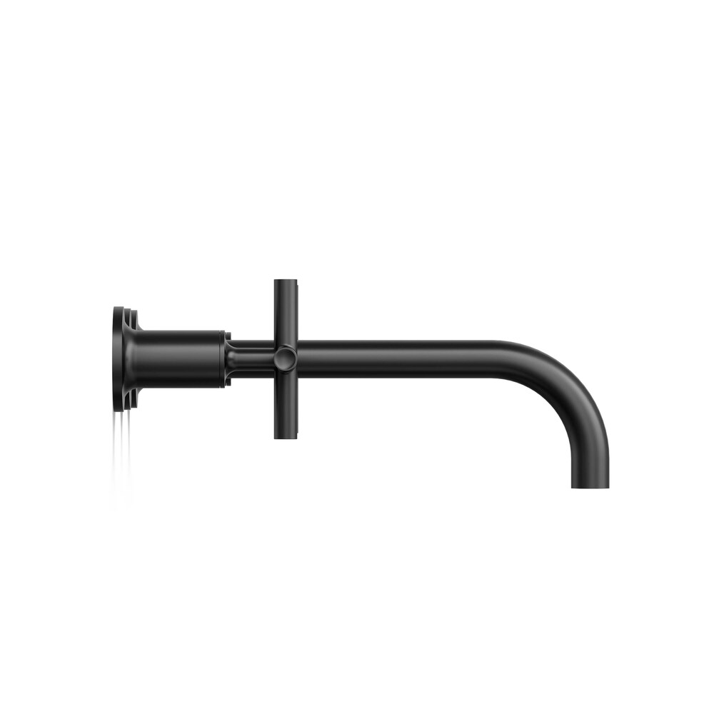 Purist Wall-mount bathroom sink faucet trim with 9-inch, 90-degree angle spout and cross handles, requires valve