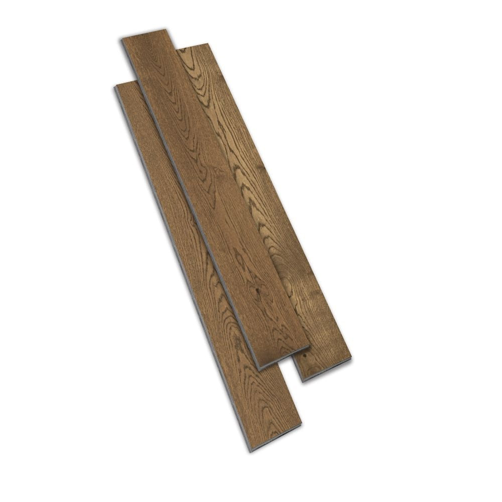 Plancher de bois franc d'ingénierie emboîtable et imperméable Royal Oak Random L x 6,5 po l x 7 mm, brun foncé (21,80 pi2/caisse)