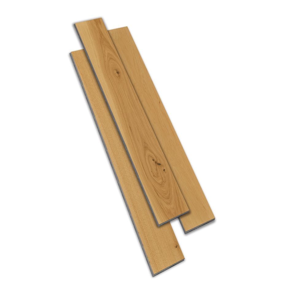 Plancher de bois franc d'ingénierie à emboîtement imperméable en noyer aléatoire Grand Falls de 6,5 po de long x 7 mm de large et beige (21,80 pi2/caisse)