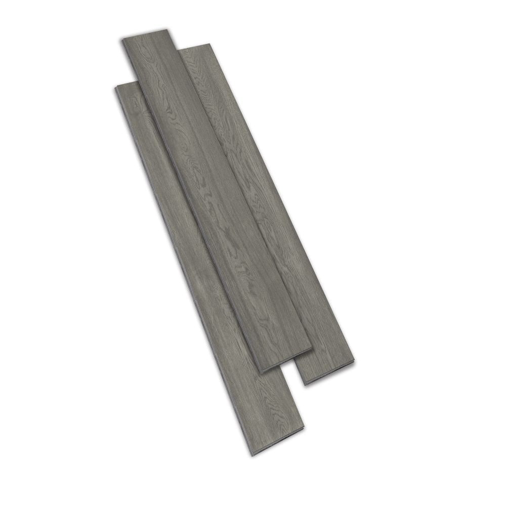 Plancher de bois franc d'ingénierie à emboîtement imperméable en chêne de Brooklyn, aléatoire, L x 6,5 po l x 7 mm, gris (21,80 pi2/caisse)