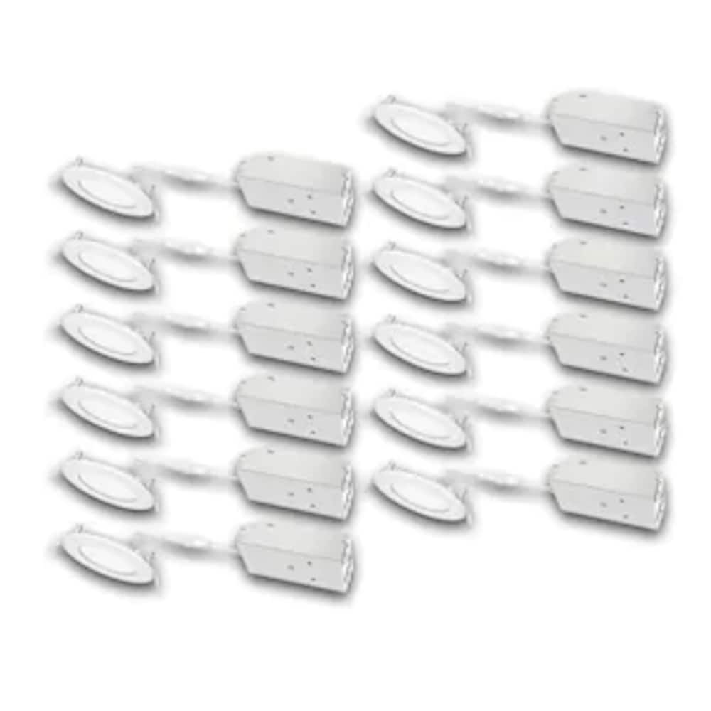 Kit de plafonnier encastré mince à DEL intégré de 4 pouces à intensité variable sélectionnable (2700K-5000K) (paquet de 12)