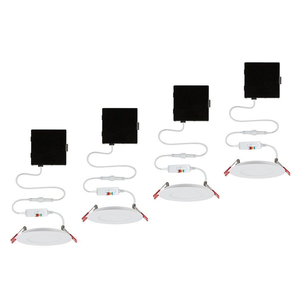 Kit d'éclairage encastré à DEL intégré DuoBright ultra-mince de 4 pouces à température de couleur sélectionnable (paquet de 4)