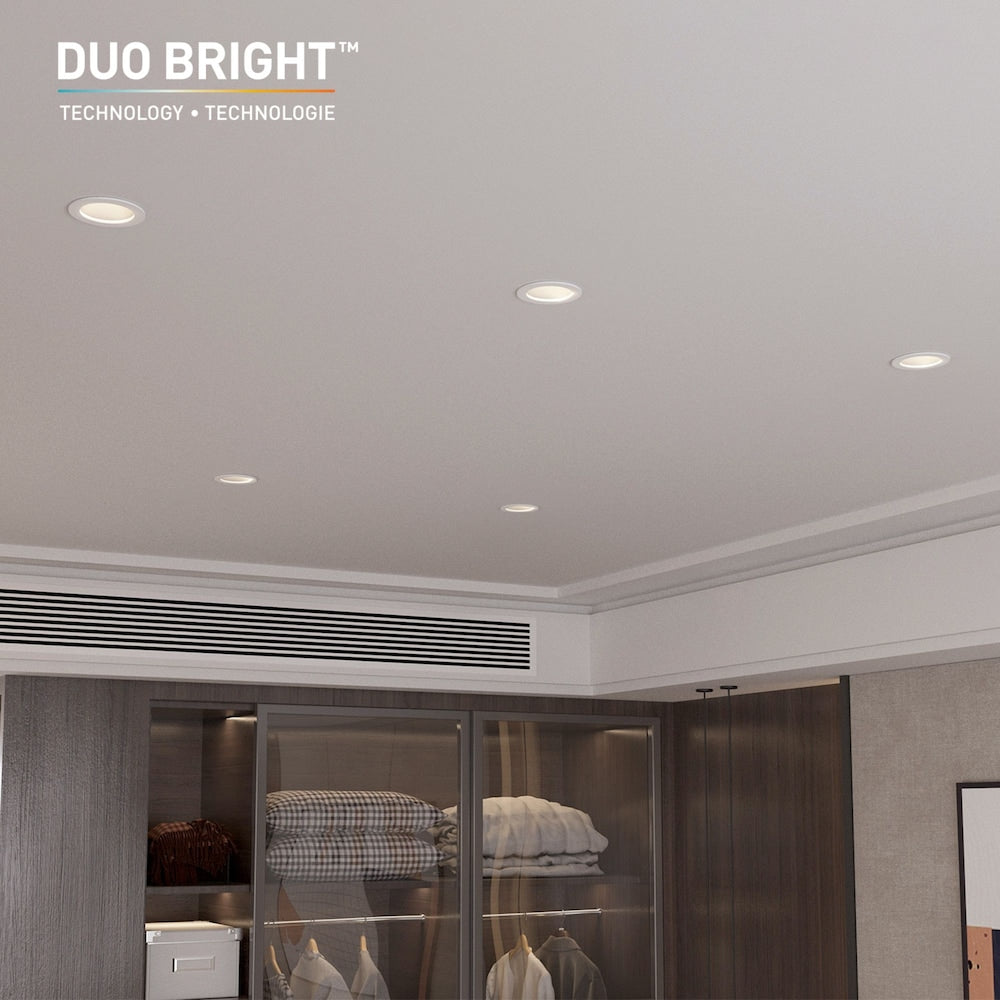 Kit d'éclairage encastré à DEL intégré DuoBright ultra-mince de 4 pouces à température de couleur sélectionnable (paquet de 4)
