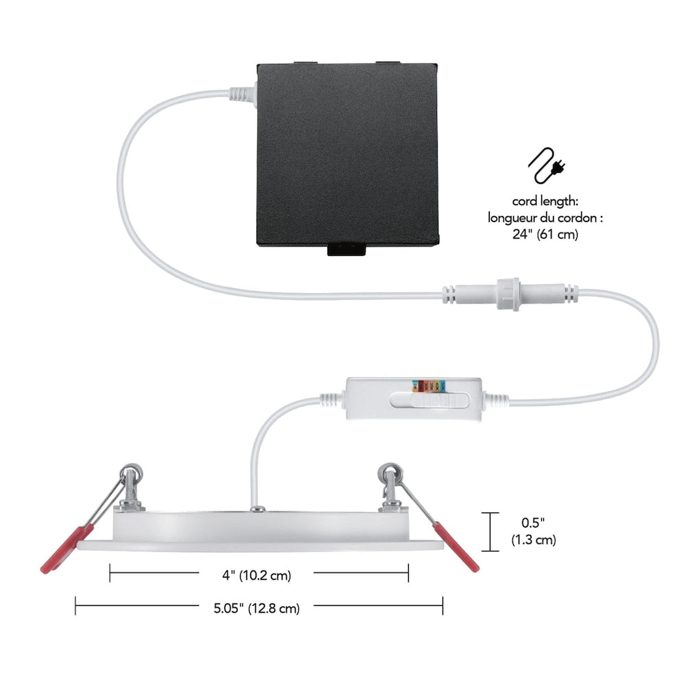 Kit d'éclairage encastré à DEL intégré DuoBright ultra-mince de 4 pouces à température de couleur sélectionnable (paquet de 4)