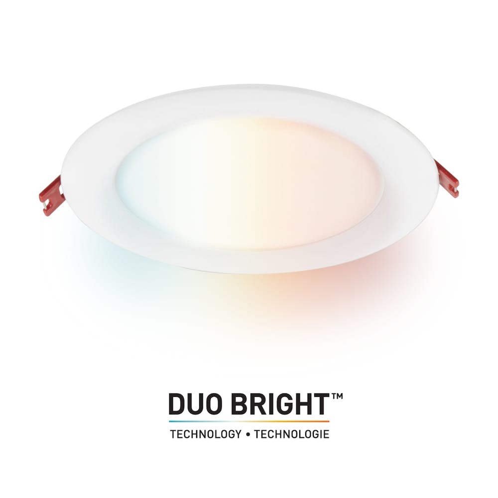 Kit d'éclairage encastré à LED intégré DuoBright ultra-mince de 6 pouces avec température de couleur sélectionnable