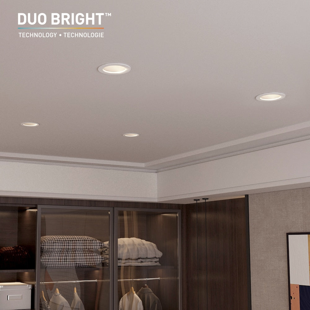 Kit d'éclairage encastré à LED intégré DuoBright ultra-mince de 6 pouces avec température de couleur sélectionnable