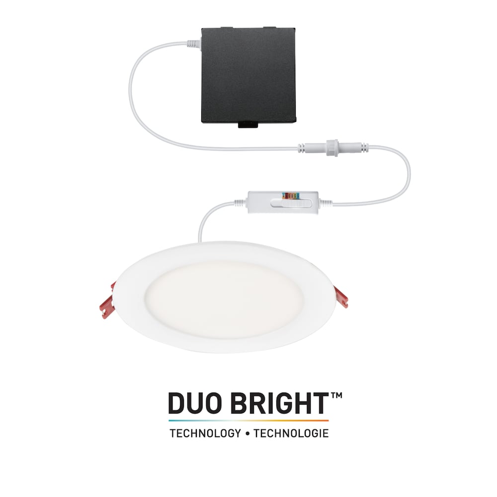 Kit d'éclairage encastré à LED intégré DuoBright ultra-mince de 6 pouces avec température de couleur sélectionnable