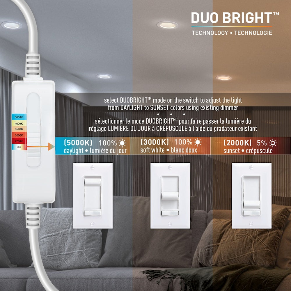 6 inch Ultraslim Selectable Colour Temperature DuoBright Integrated LED Recessed Lighting Kit