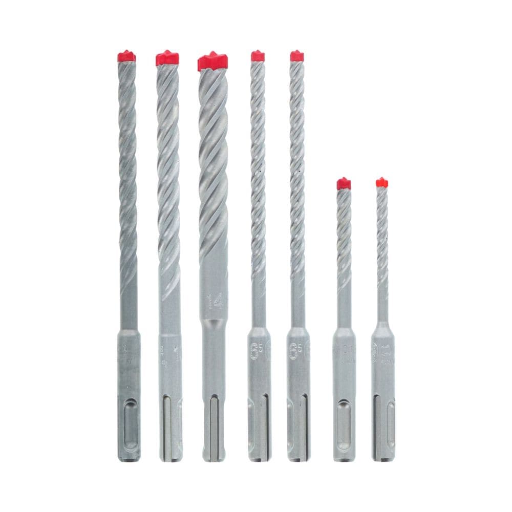 Rebar Demon 1/2-3/16-Inch x 2-4-Inch x 4-6-Inch Carbide Tipped 4 Cutter SDS Plus Hammer Drill Bit Kit/Set for Concrete/Rebar Cutting (7 Pieces)