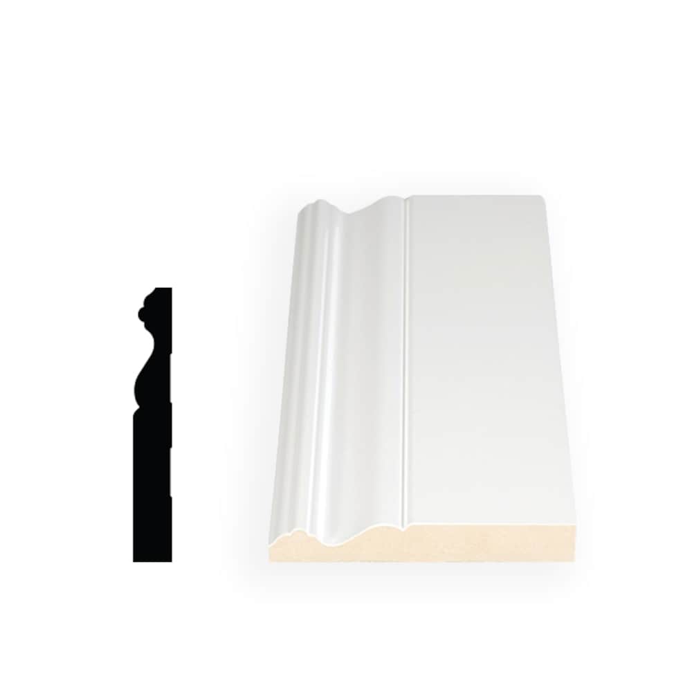 11/16-inch x 4 3/4-inch x 96-inch Primed MDF Colonial Baseboard (4-pack)