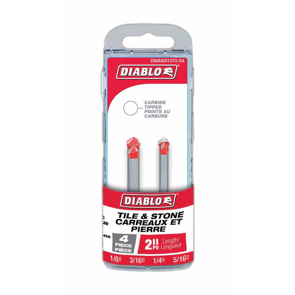 1/8-5/16-Inch Carbide Tipped Drill Bit Kit/Set for Tile/Stone Drilling (4 Pieces)