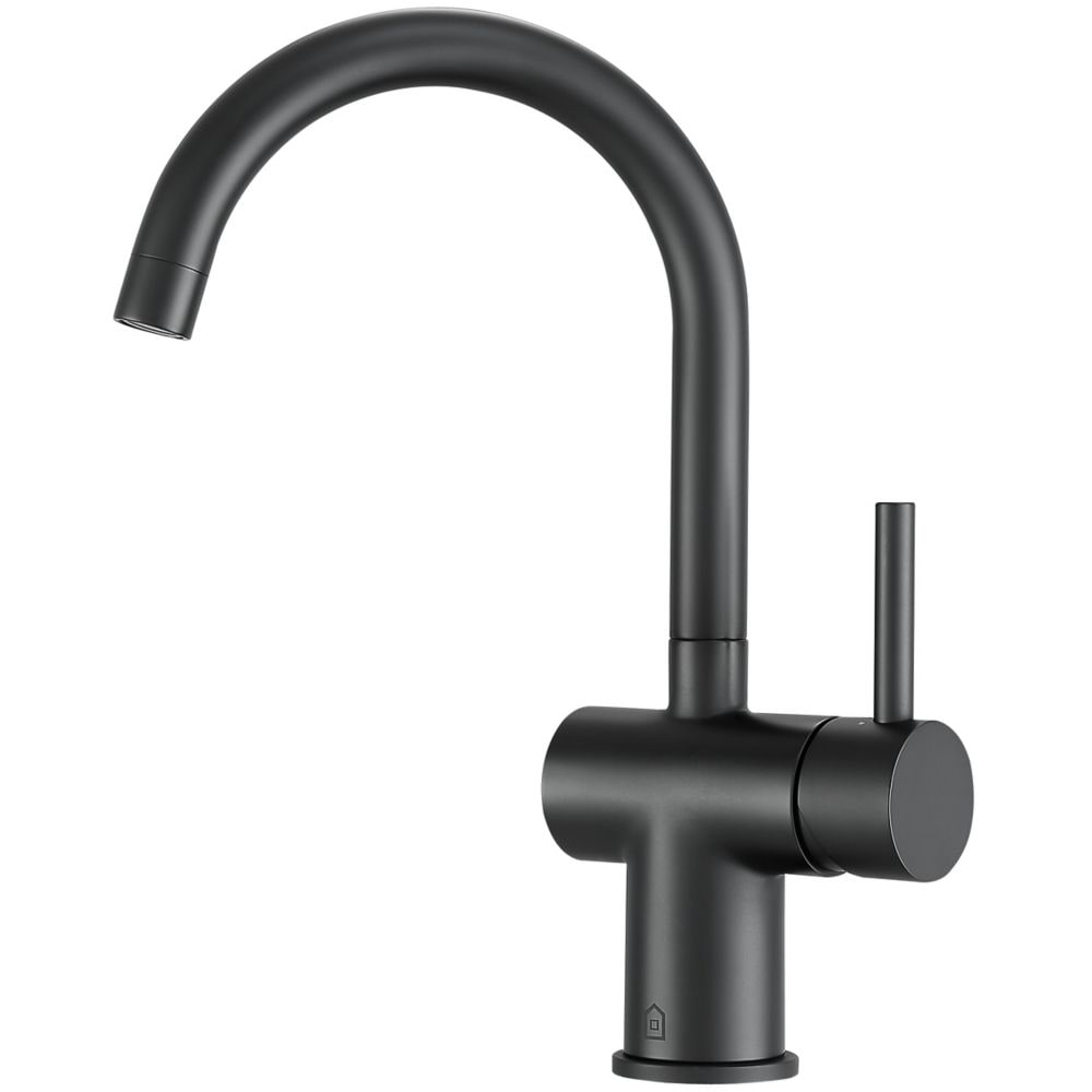 Robinet de salle de bain monotrou à poignée unique Aria en noir mat