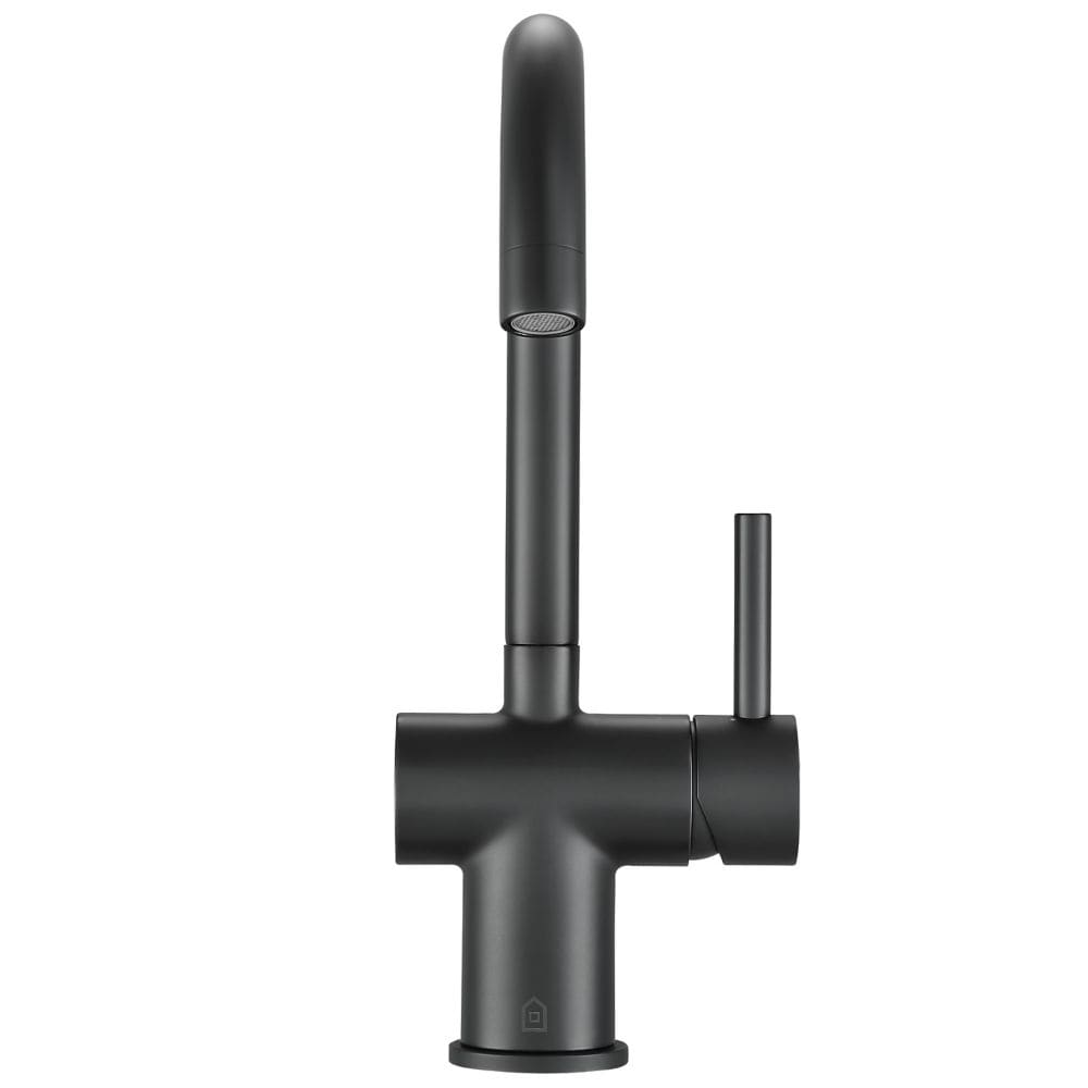 Robinet de salle de bain monotrou à poignée unique Aria en noir mat