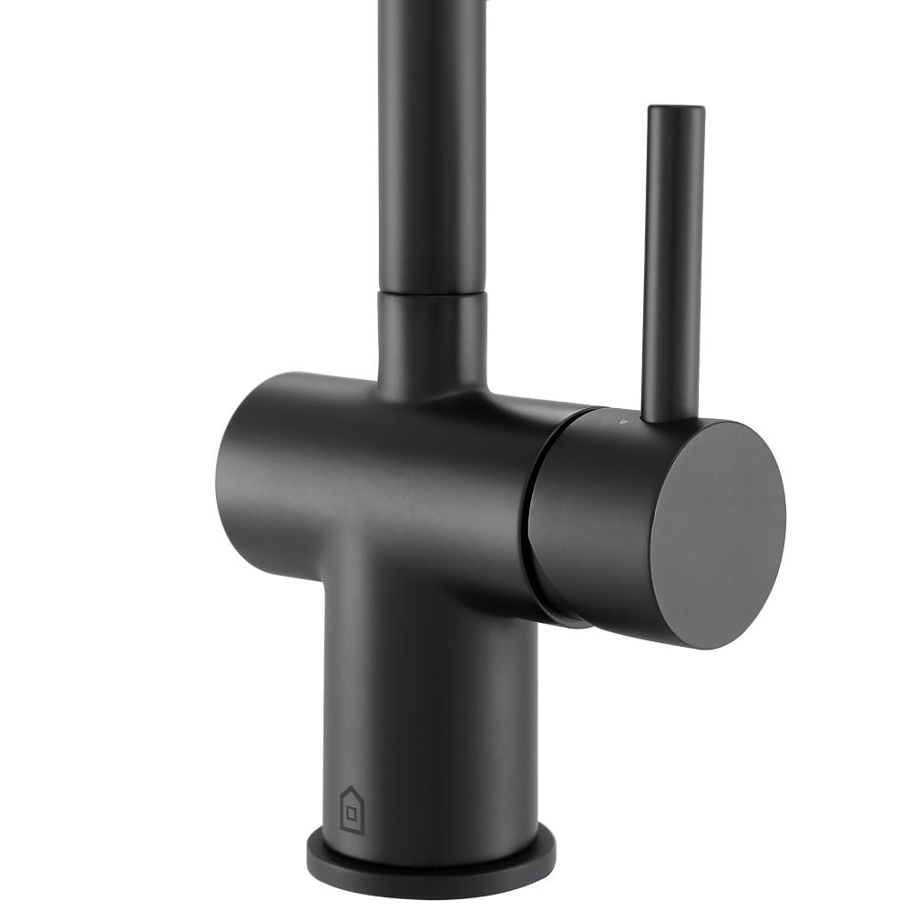 Robinet de salle de bain monotrou à poignée unique Aria en noir mat