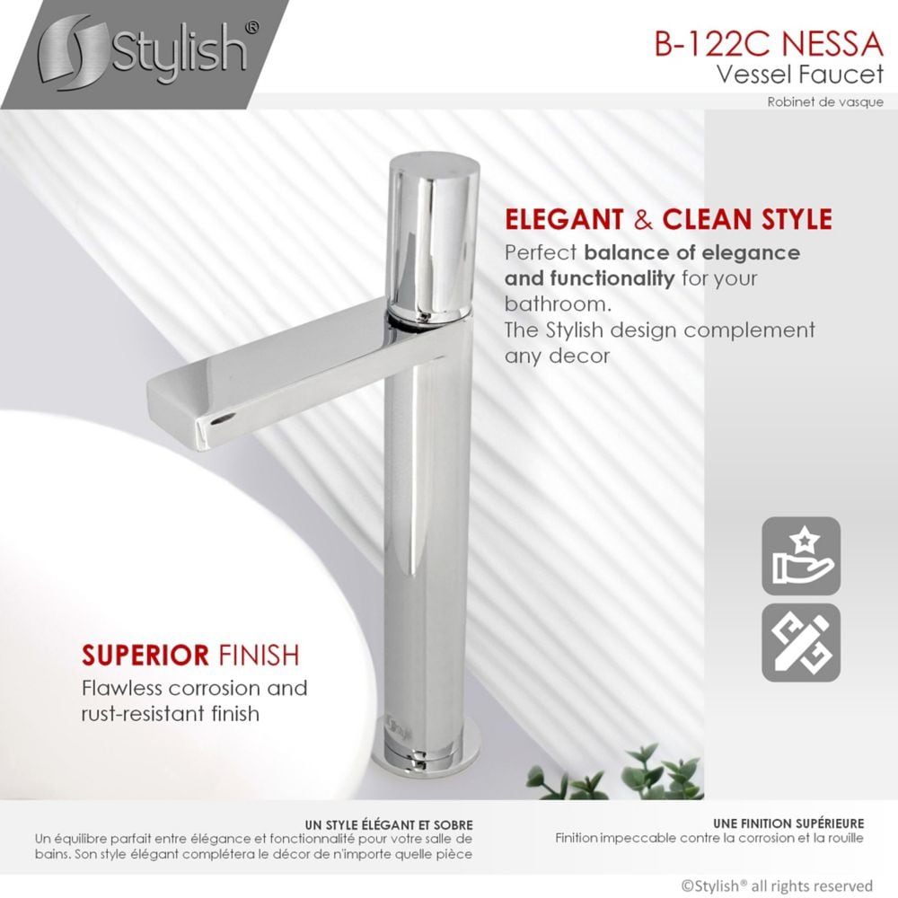 Single Hole Single-Handle Vessel Bathroom Faucet in Polished Chrome