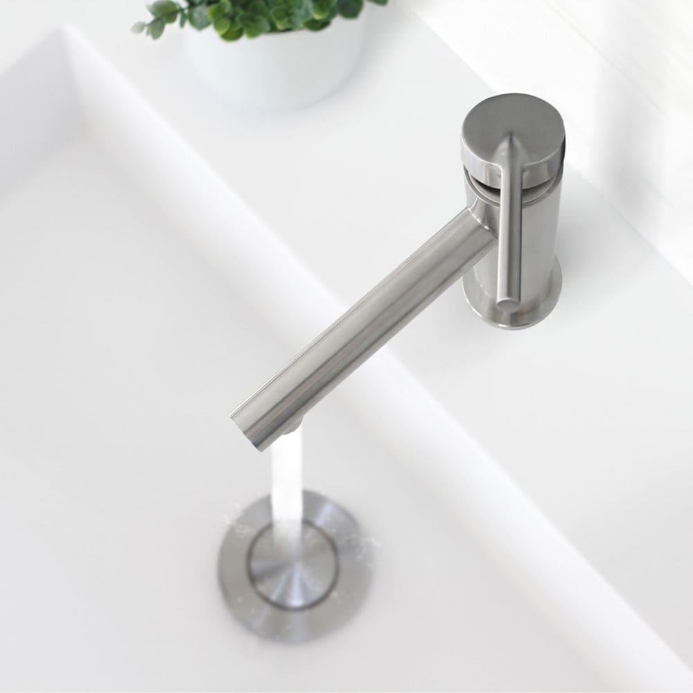 Single Handle Modern Bathroom Basin Sink Faucet, Brushed Stainless Steel Finish