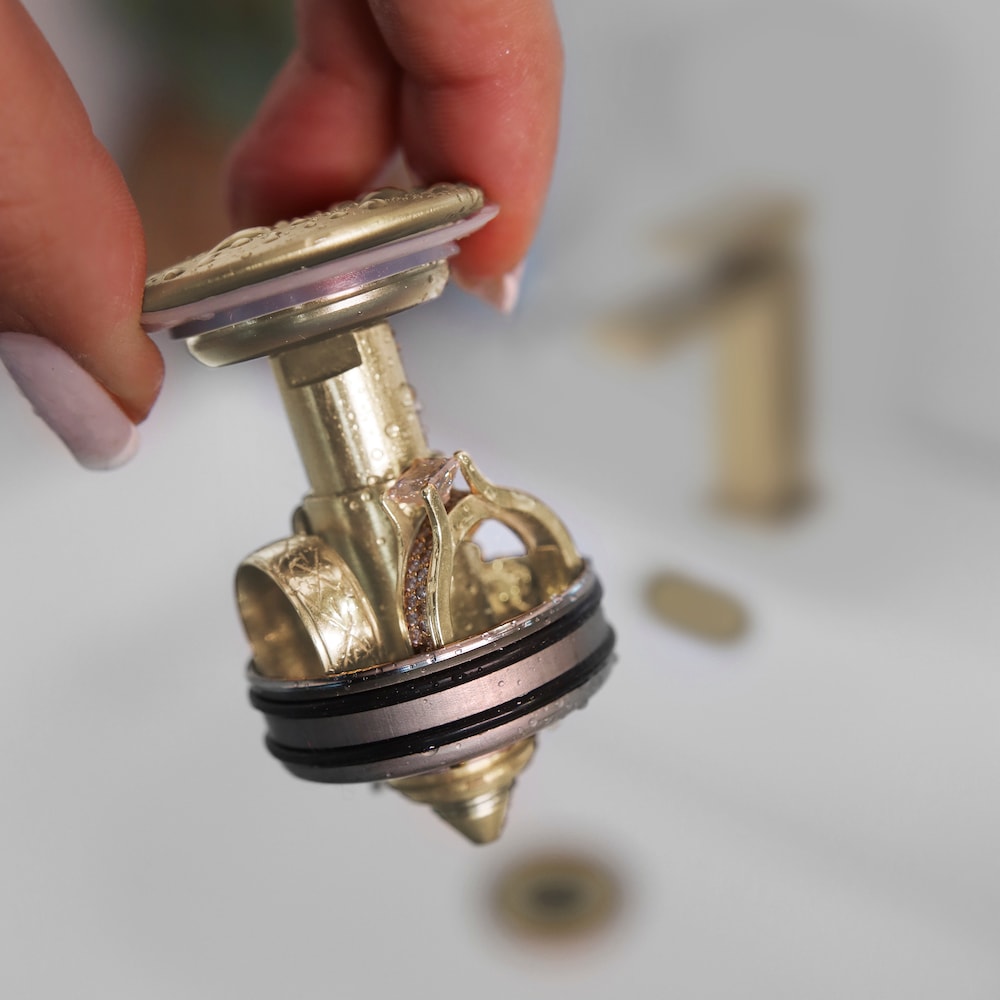 Brushed Gold Pop-Up Bathroom Sink with Overflow