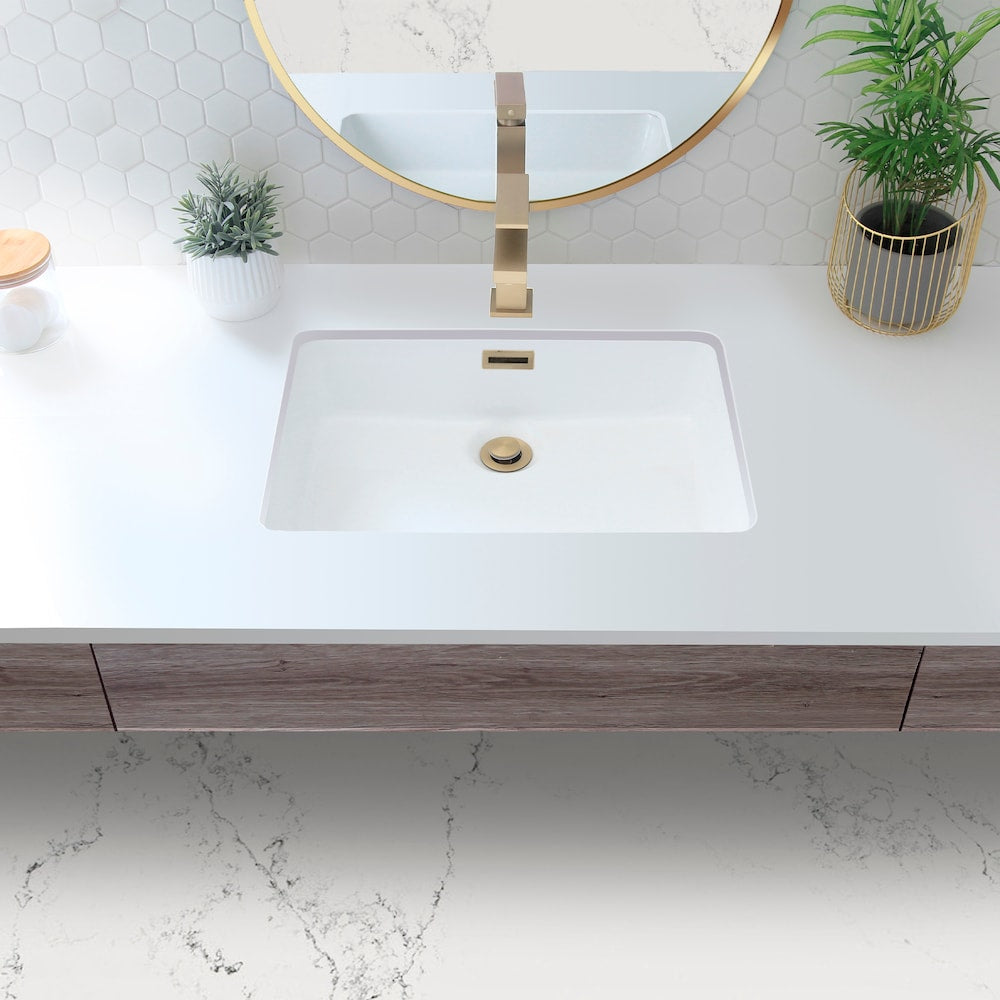 Brushed Gold Pop-Up Bathroom Sink with Overflow