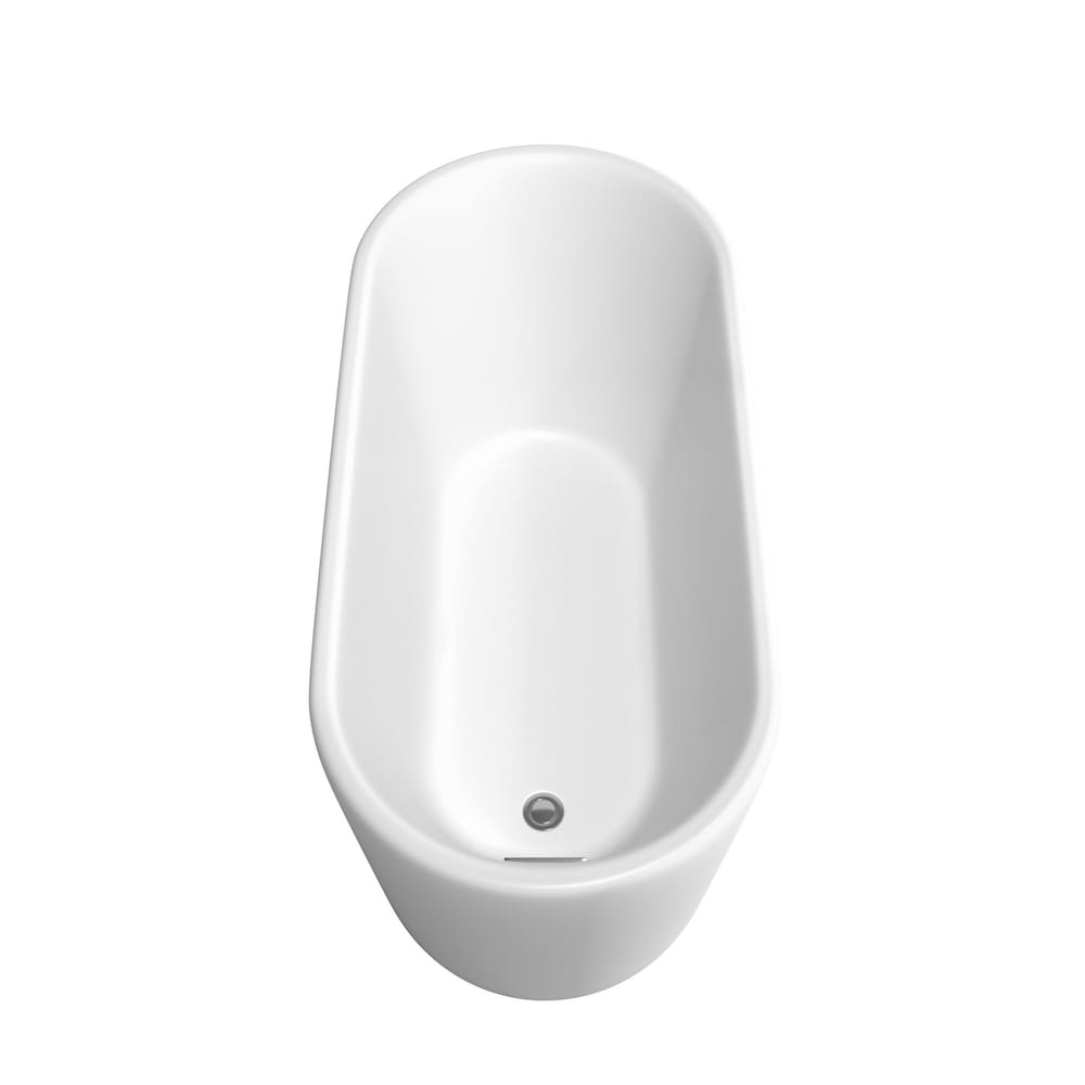 Baignoire autoportante Ursula de 59 pouces en blanc mat avec drain et garniture de trop-plein en chrome poli