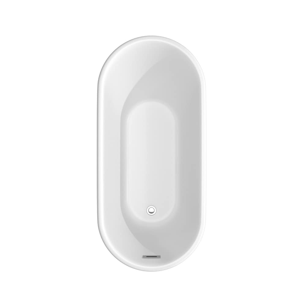 Baignoire autoportante Ursula de 59 pouces en blanc mat avec drain et garniture de trop-plein en chrome poli