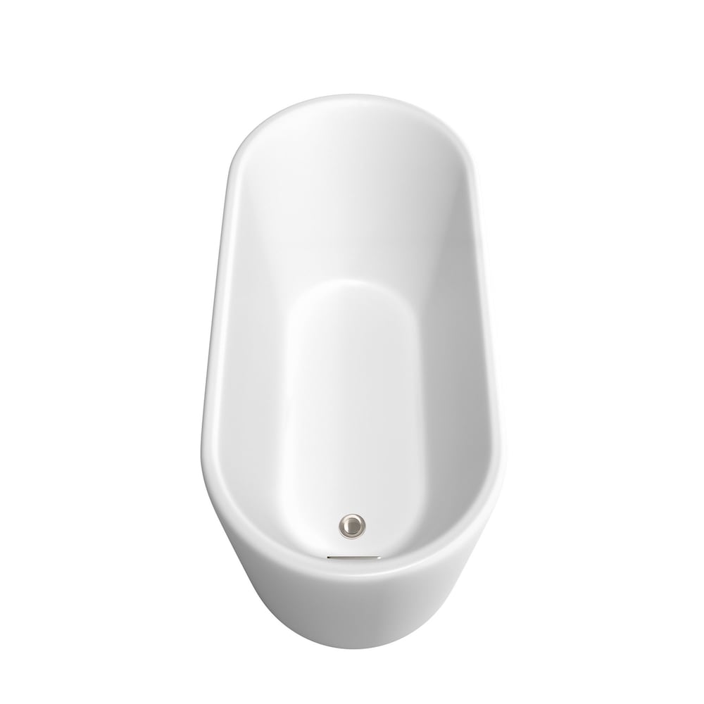 Baignoire autoportante Ursula de 59 pouces en blanc mat avec robinet au sol et garniture en nickel brossé