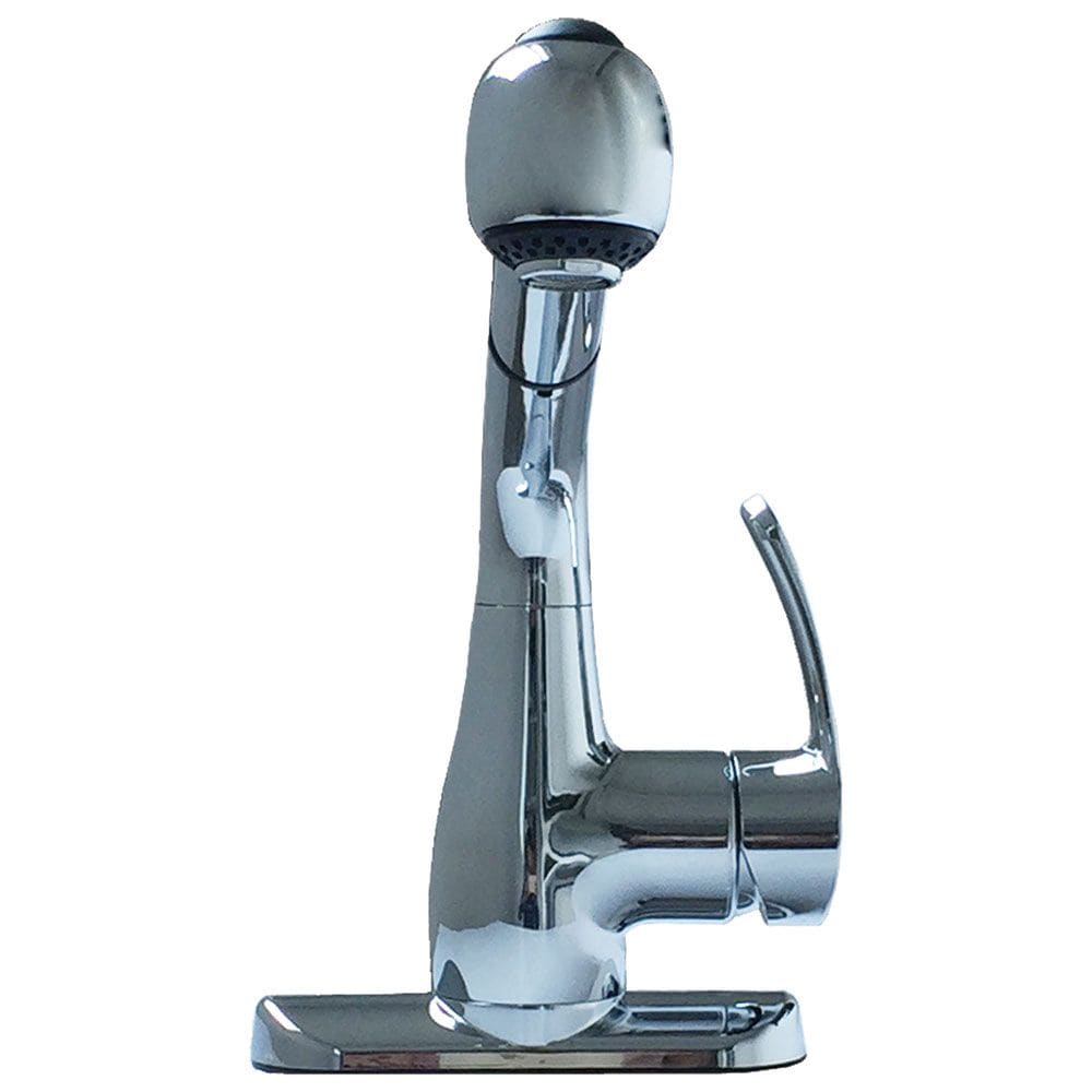 1-Handle Pull-Out Chrome Faucet with Stainless Steel Speedways, Hose Adapter, P-Trap