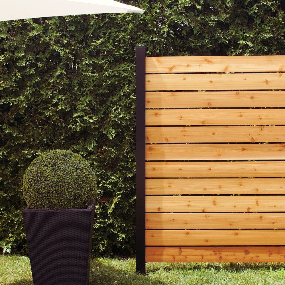 Ensemble de poteaux d'extrémité de clôture enterrés en aluminium noir de 96 pouces avec quincaillerie (ensemble A8)