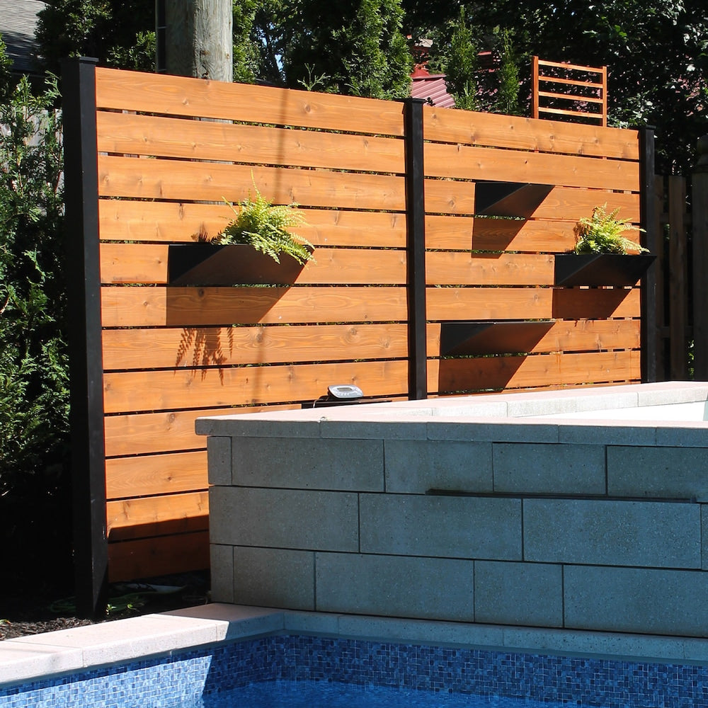 Ensemble de poteaux d'extrémité de clôture enterrés en aluminium noir de 96 pouces avec quincaillerie (ensemble A8)